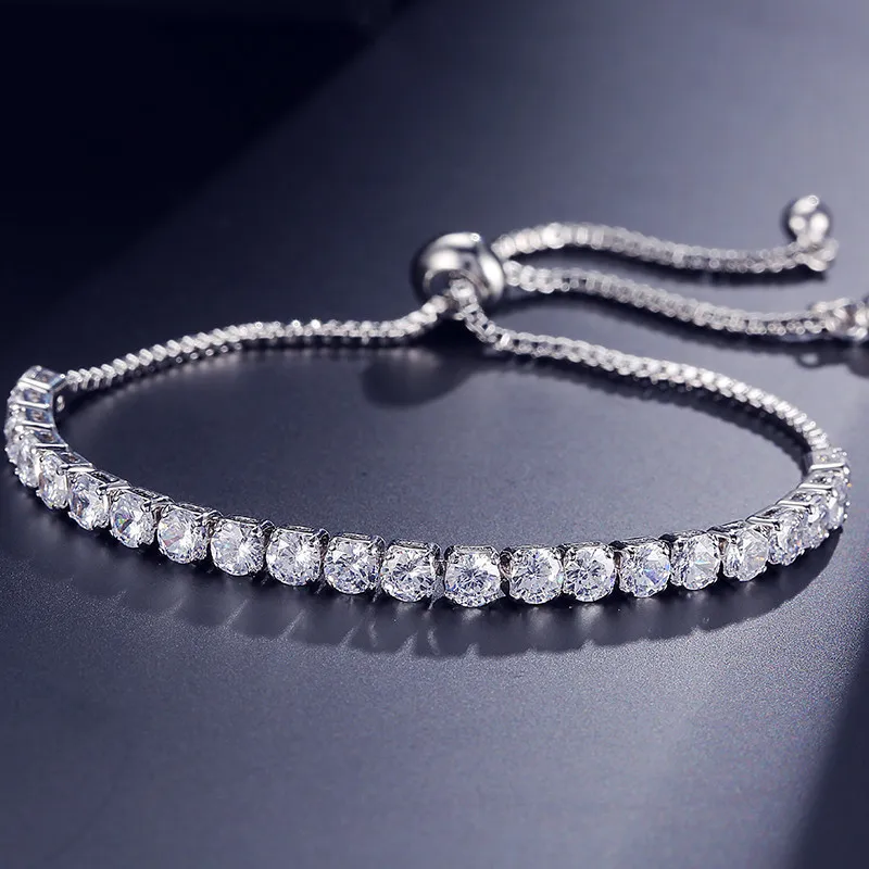 

2021 New Fashion Luxury 925 Sterling Silver Tennis women's Bracelets Bangle For Women Christmas Gift Jewelry Wholesale S5877b