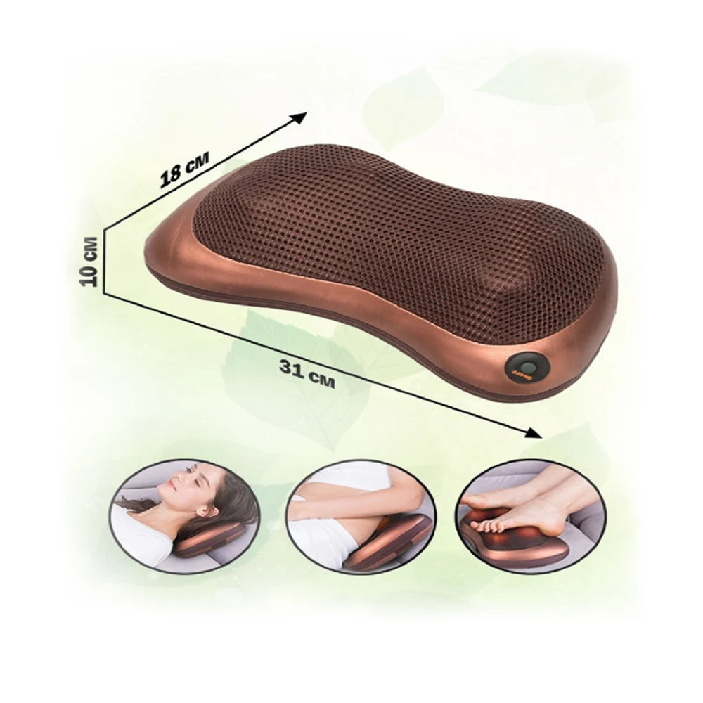 Massage Cushion With Heating For Neck And Back Pillow (8 Rollers) Relaxation Body Health Beauty Vibrating Electrical Shiatsu Kneading Multifunctional