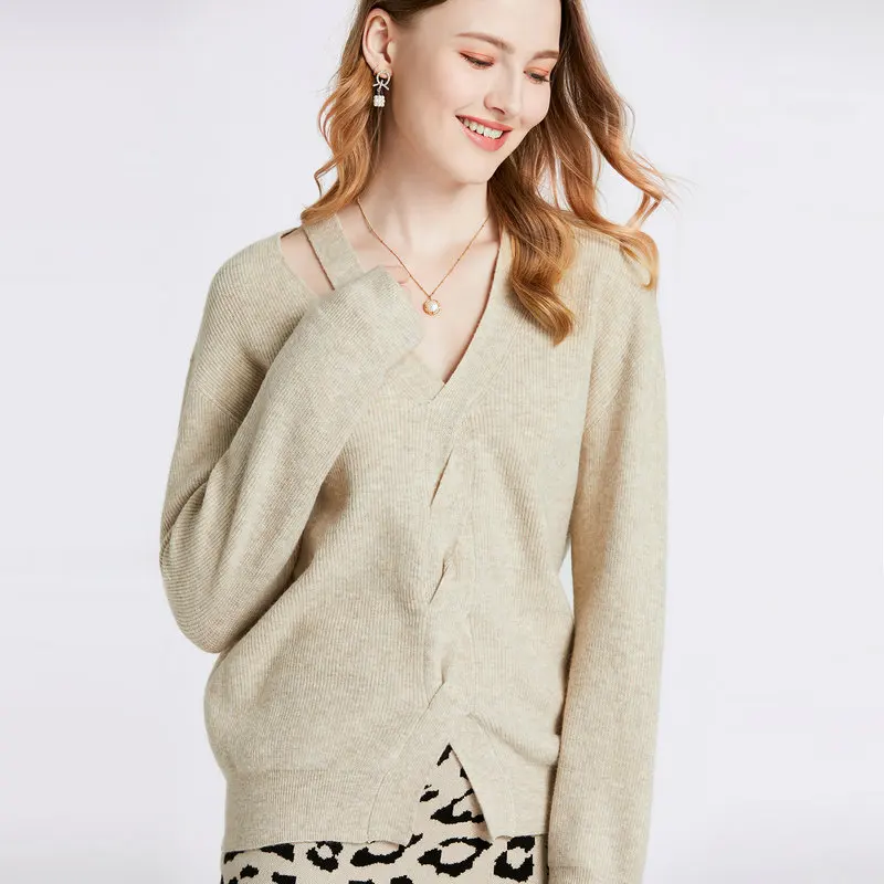 

Autumn Winter Thick Wool Sweater Women 2021 Simplicity Twisted Flower Hallow Out V Neck Pullover Tops Sweet Female Chic Sweaters