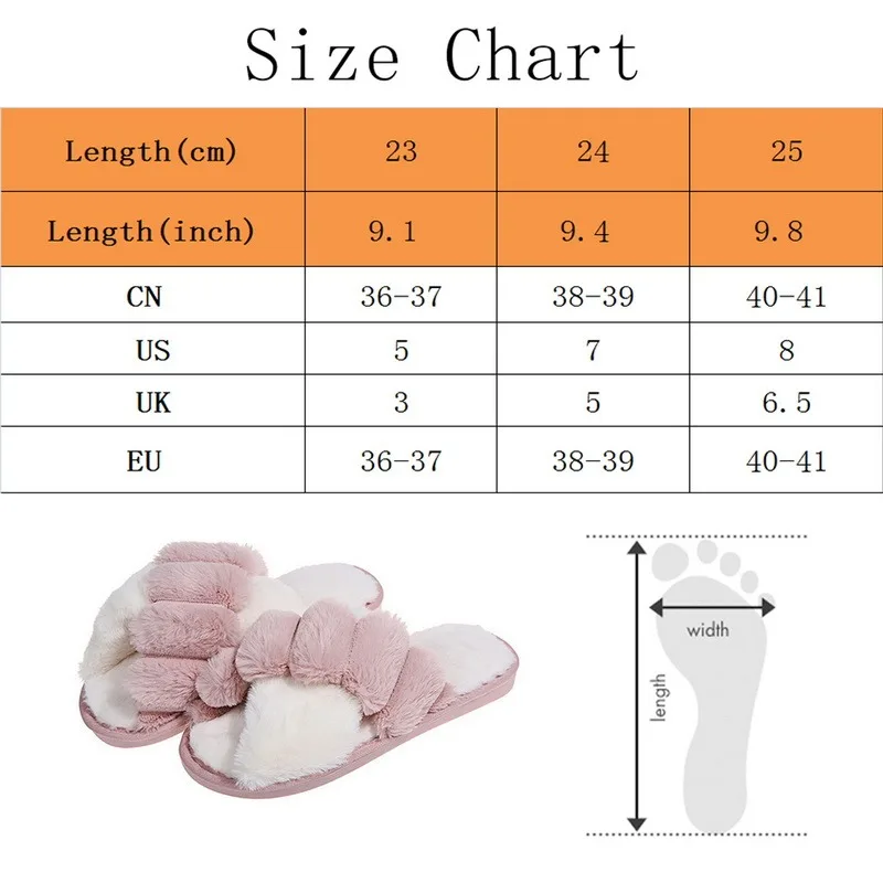 

Women Warm Fluffy Slippers Cozy Faux Fur Cross Indoor Floor Slides Flat Soft Shoes Lady Female Comfortable Quality Flip Flop