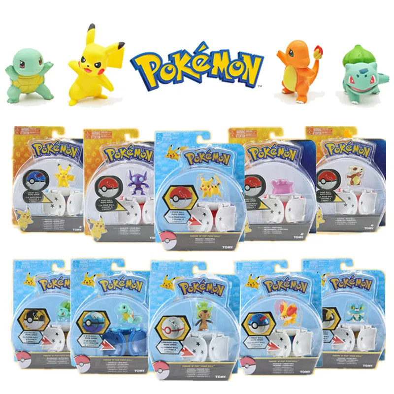 Оригинальная кукла Покемон Пикачу Touch and Flip Pokeball Player аниме модель детская игрушка