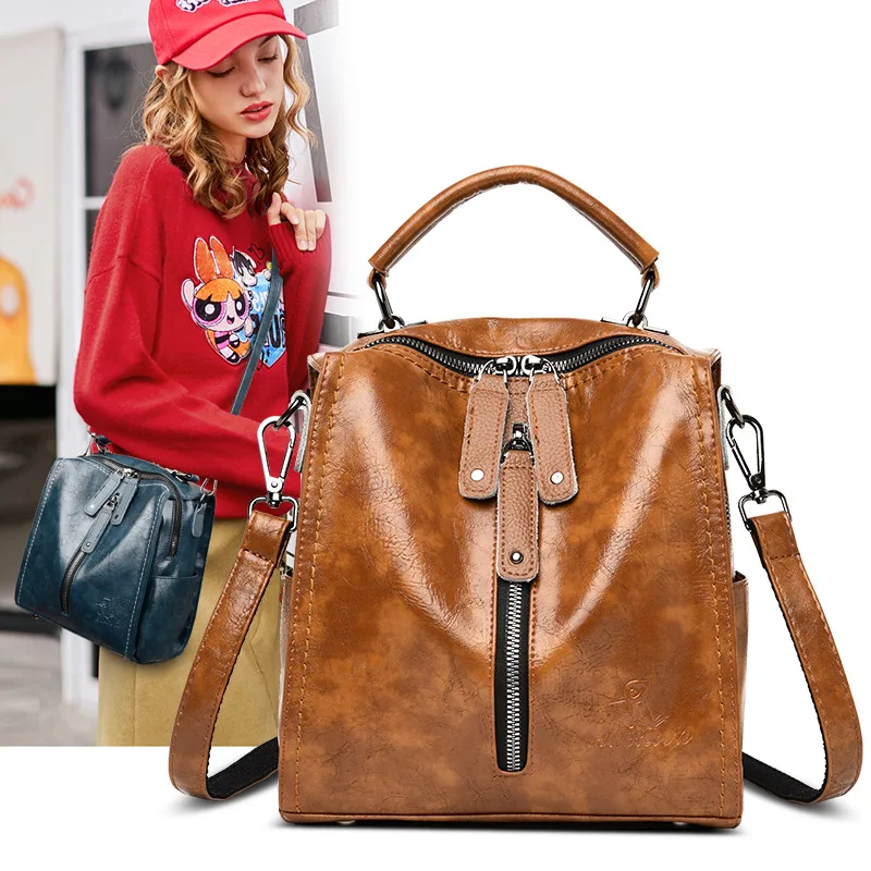 Винтажный рюкзак простые маленькие сумки через плечо женские из натуральной