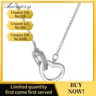 Женское колье с двойным сердцем ANENJERY, серебристого цвета, колье с кулоном из циркония, Подарочный чокер на цепочке