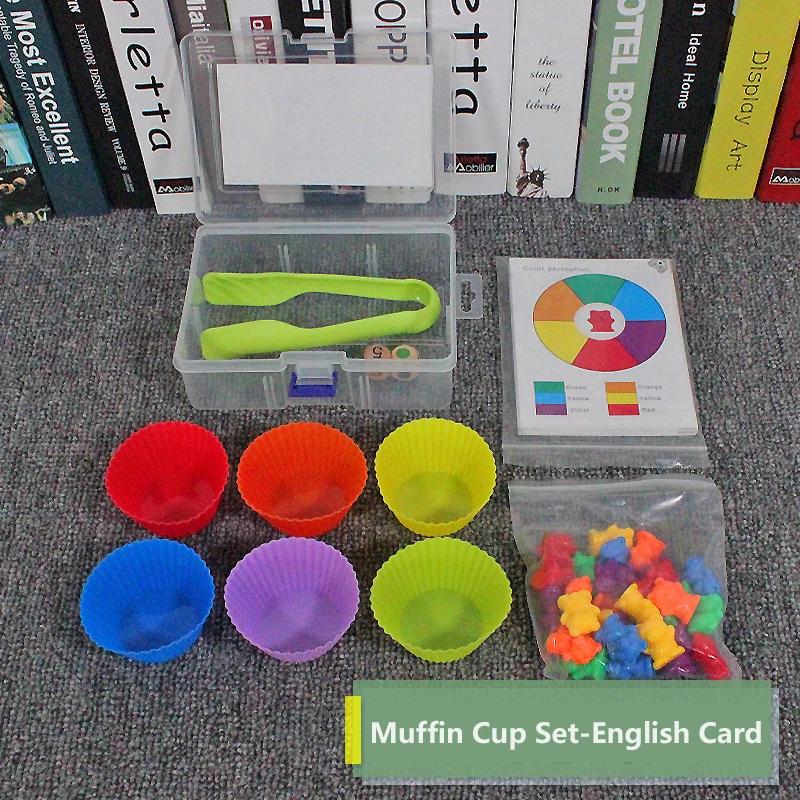 

1 Set Toys For Children Stacked Cups With Counting Bears Montessori Rainbow Education Toys Teach Babies Color Of Assorted Toys