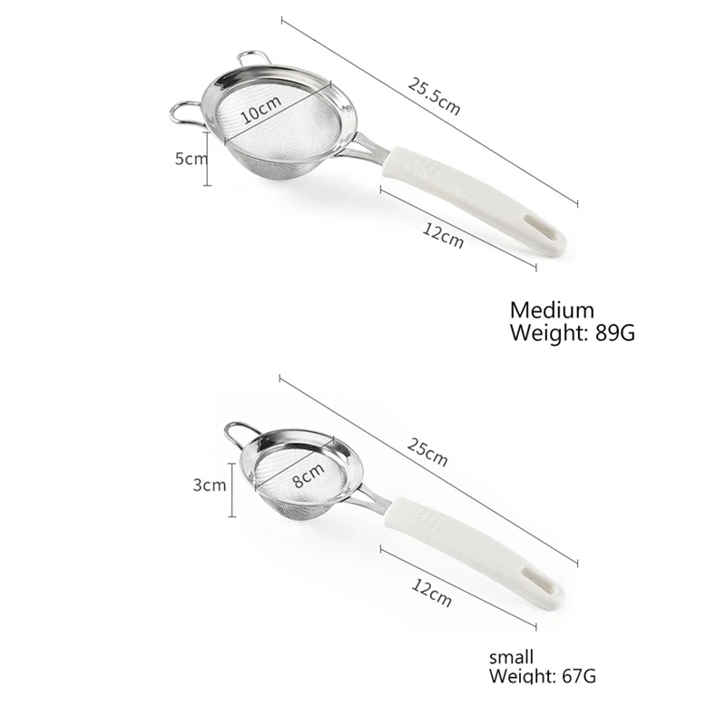

304 Stainless Steel Fine-mesh Filter Double-layer Net Bake Paint Tool Is Suitable For Kitchen With Comfortable Non-slip Handle
