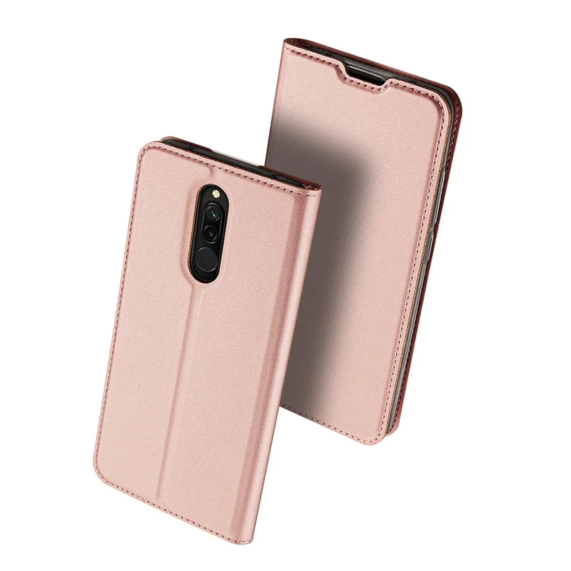 Чехол-книжка для Xiaomi mi Red mi 8, чехол-кошелек с подставкой из искусственной кожи и ТПУ, мягкий чехол-бампер, держатель для кредитных карт, чехол для телефона - Цвет: Rose Golden