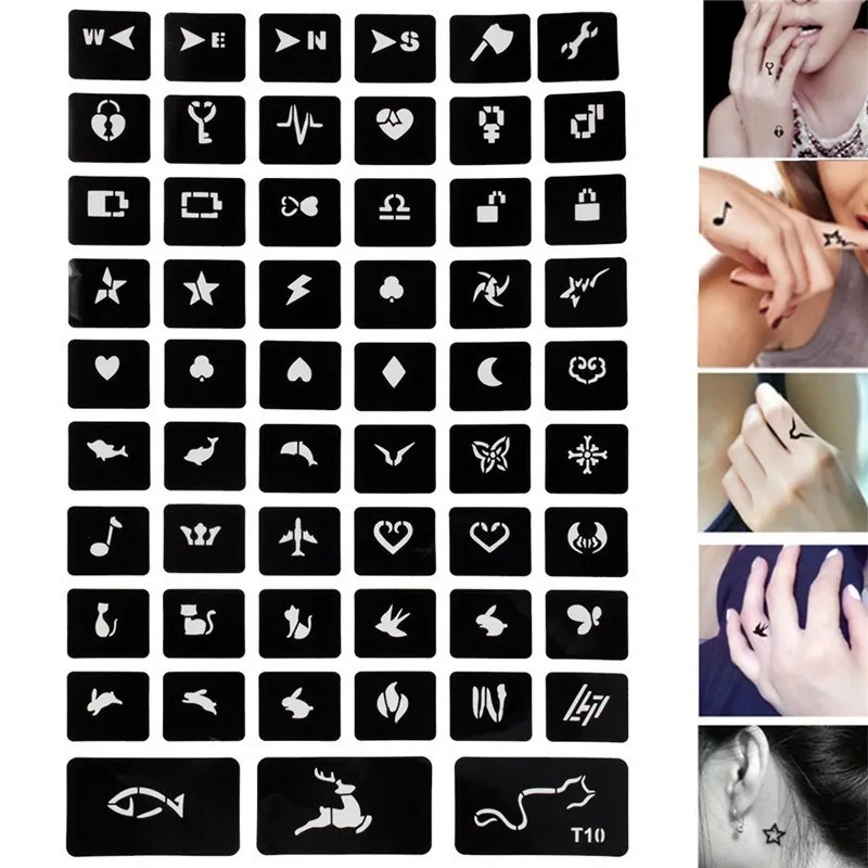 99 шт. аэрография блеск временная тату наклейка трафарет для рисования детский