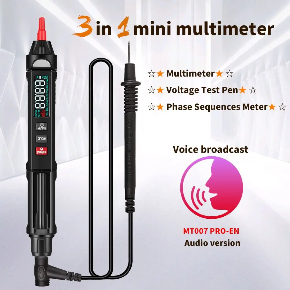 Цифровой мультиметр MUSTOOL MT007/Pro/En 3 в 1 тестовый свинцовый стандартный ЖК/анти