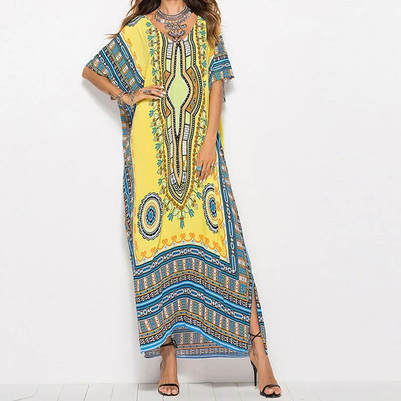 Летнее богемное Платье с принтом летучая мышь Для женщин 2020 повседневное