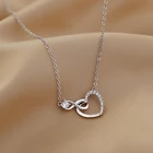 Цепочка женская из серебра 925 пробы, с бриллиантами, в форме сердца