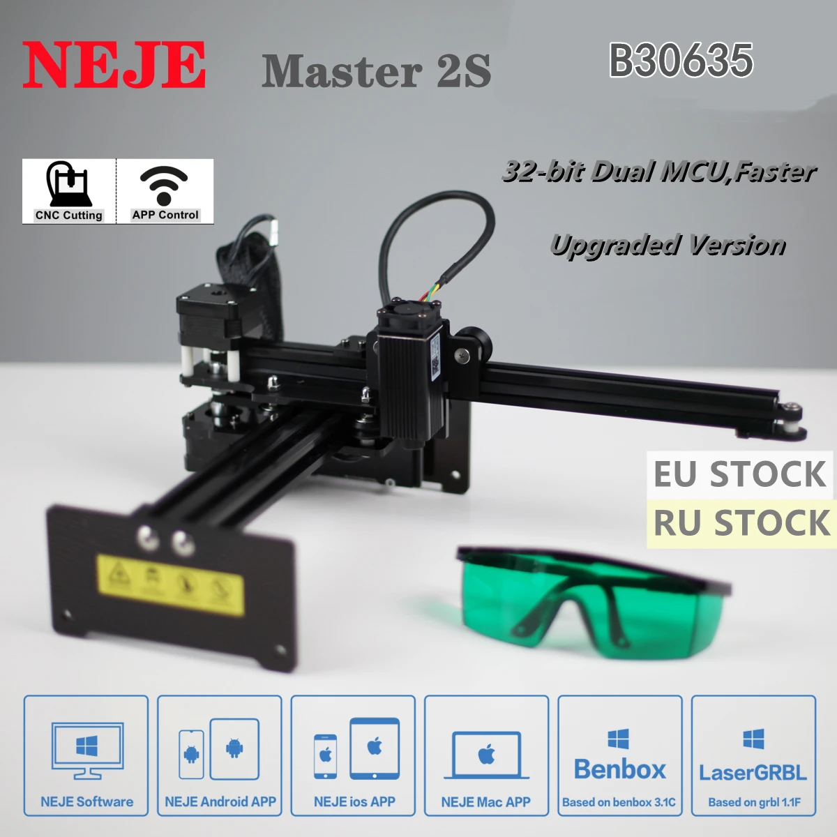 Best Offers NEJE Master 2s B30635 Laser Engraving Machine Paper cutter for DIY Logo Laser Carving Printer CNC Router Lightburn APP Control