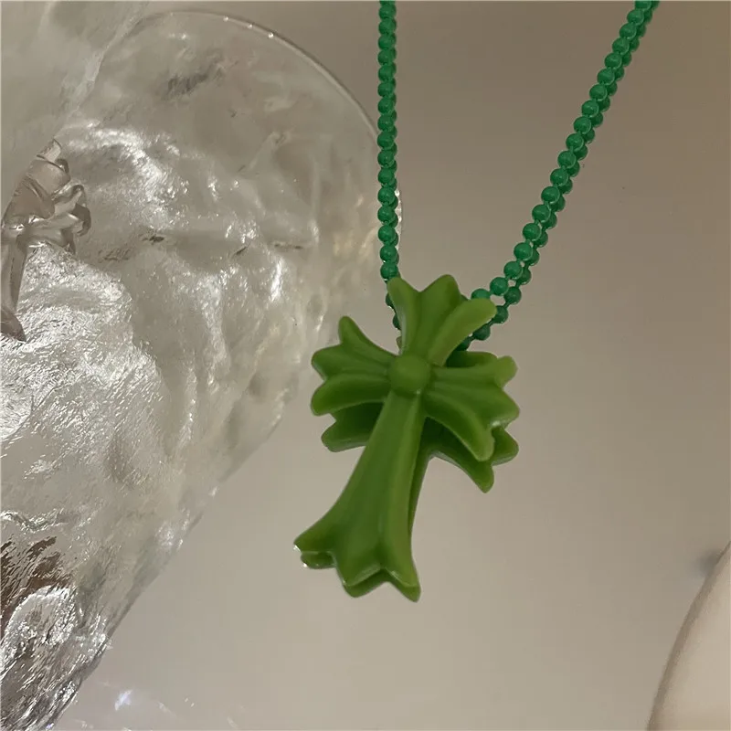 

Fashion Female Cross Pendants Dropshipping Colorful Beads Chain Jesus Cross Pendant Necklace Jewelry for Men/Women Wholesale New