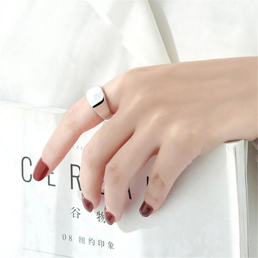 

Fashion Cold Scenery Face Ring Female Opening Minimalist Fashion People Geometric Square Women's Ring Jewelry Wholesale