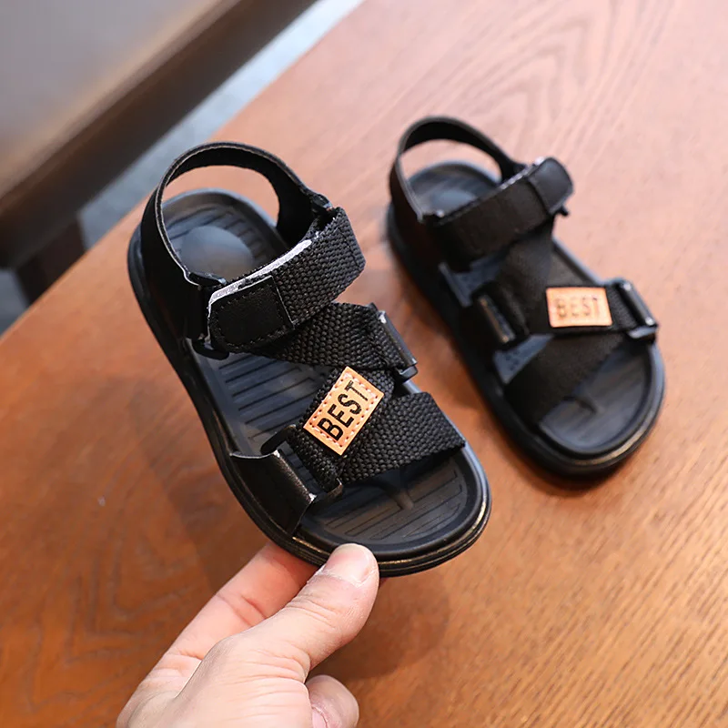 

2021 Summer Baby New Korean Style Beach Shoes Kids Open-toe Sandals Children Student Shoes Flats Causal Non-silp Soft Bottom Hot