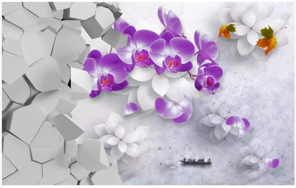 

Custom photo wallpaper for walls 3 d flower murals for living room butterfly flower stereo beautiful TV background wall papers