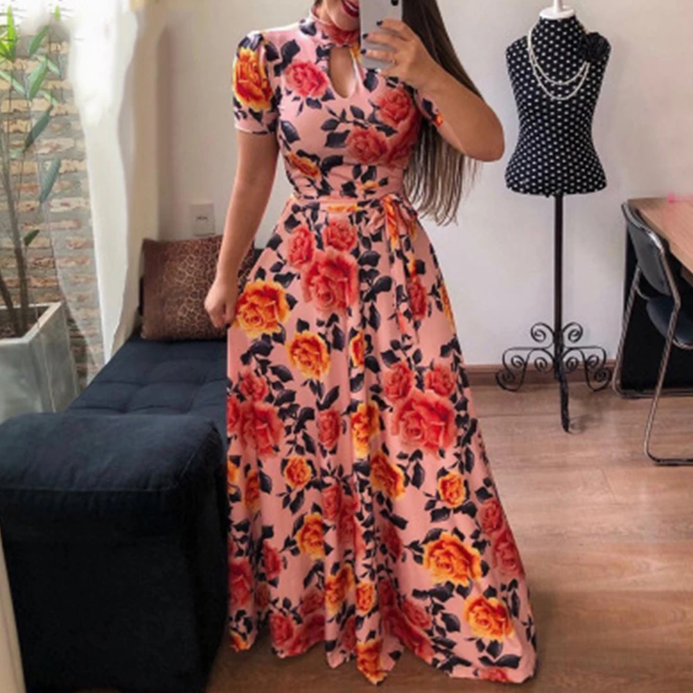 Женское платье макси с принтом Летнее Длинное большого размера|Женские платья| |