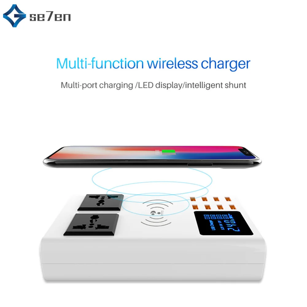 8 портов QI Беспроводное быстрое зарядное устройство Быстрая зарядка станция