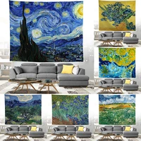 ink painting starry night home decoration van gogh art tapestry bedroom background cloth wall hanging tapestry