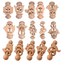 ootdty wooden baby rattles bpa free beech wooden ring rattle toys toddler teething toy bell rattles newborn educational toys