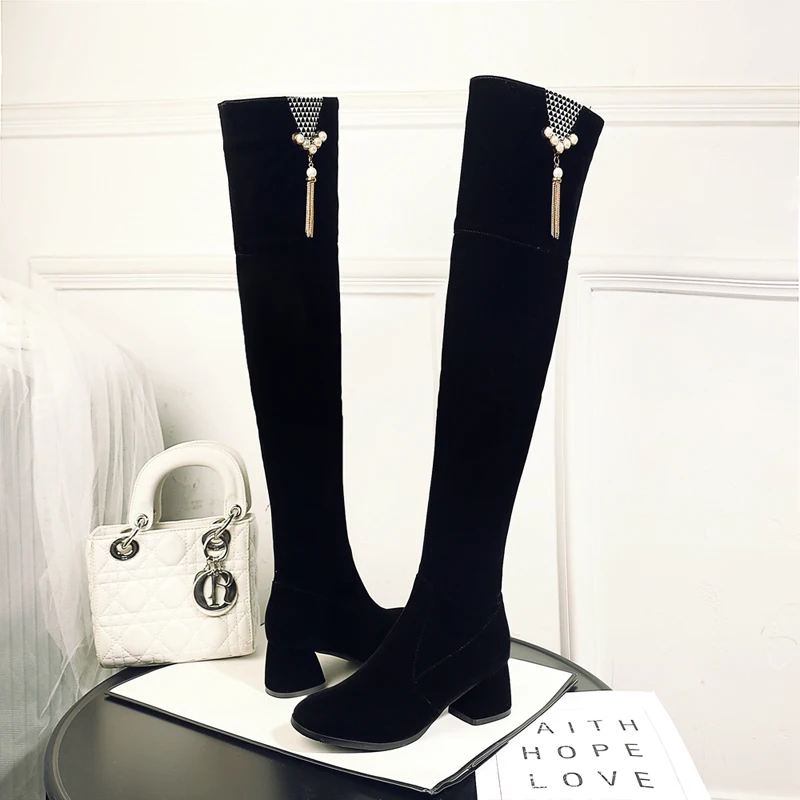 

ODS New Simplicity Women Over The Knee Boot Faux Suede Women Sexy High Heels Shoes Woman Female Slim Thigh High Boots 2021