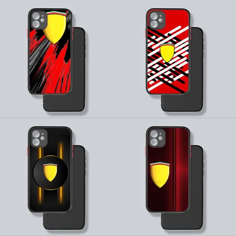 

Italian Luxury Racing Phone Case Design Ferraris Cover Transparent Matte For IPhone7 8 11 12 S Mini X XS XR MAX Plus Cover Shell