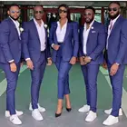 Высококачественные свадебные мужские костюмы с лацканами Blue Peak, костюм смокинг для мужчин, мужской костюм, облегающий Блейзер, 2 предмета (пиджак + брюки)