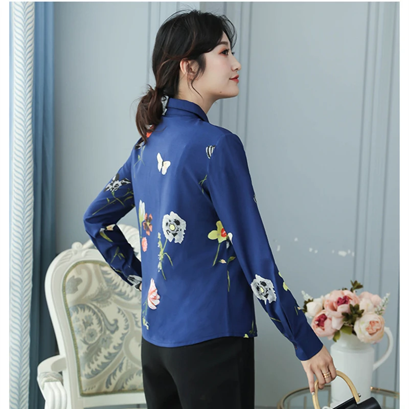

Korean Fashion Chiffon Women Blouses Office Lady Shirt and Blouse Long Sleeve Flower Shirt Women Plus Size 5XL Women Tops