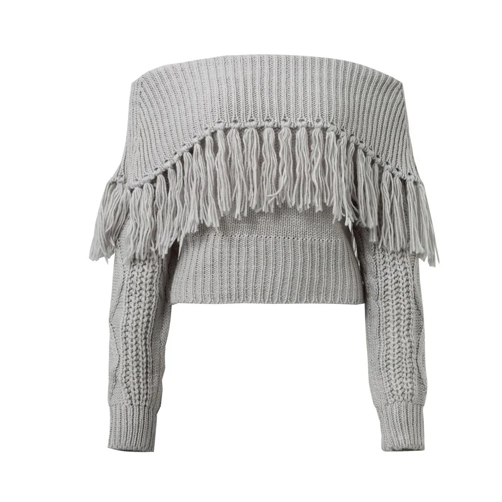 2019 Autumn Winter New Women Collar Sweater All-match Long Sleeved Shirt Slim One-neck Female Thread Tight Pullover#G30 | Женская одежда