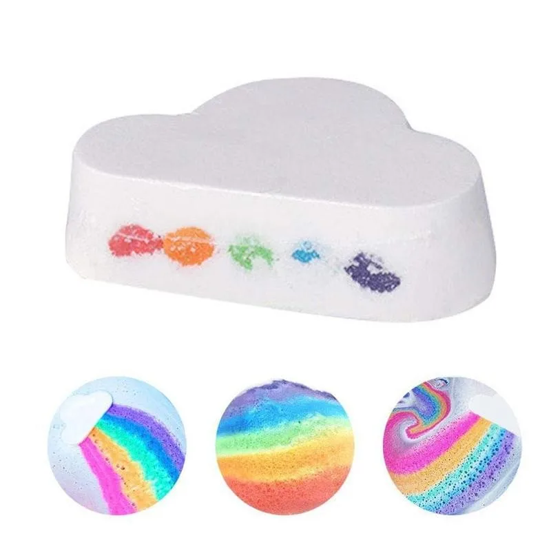 

Natural Bath Salt Cloud Rainbow Bath Salt Ball Essential Effervescent Exfoliating Oil Bombs Ball Bath Bubble Moisturizing C1Z1