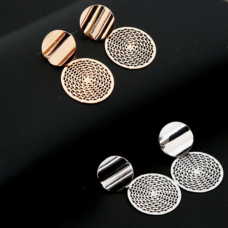 Fashio Korean Earrings for Women Rose Gold Hollow Out Vintage Round Dangle Drop 2019 Statement Earring Jewelry | Украшения и