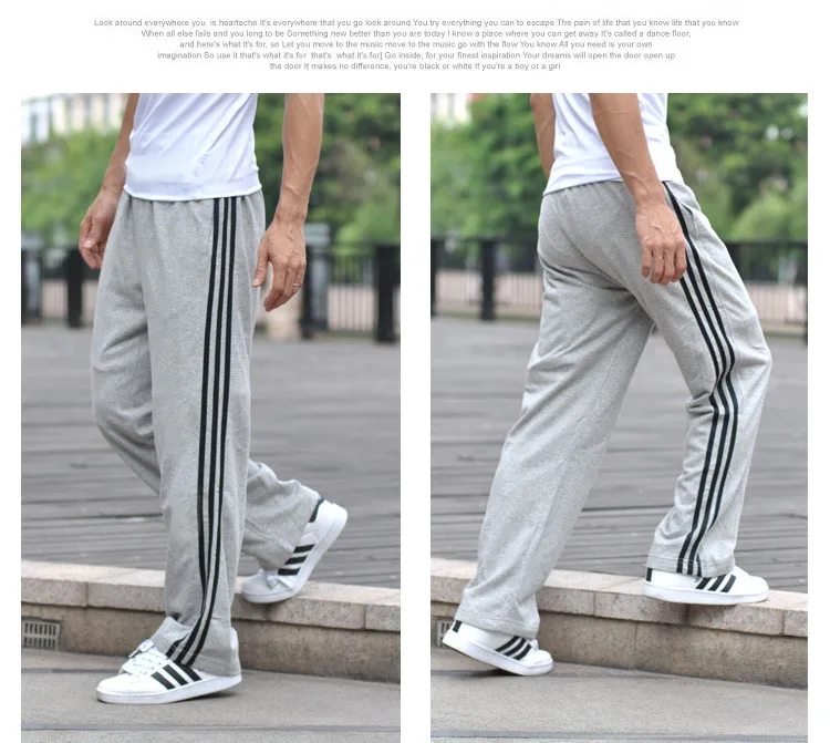 black striped gray Мужские повседневные спортивные штаны, свободная версия, брюки для фитнеса, бега, летние тренировочные штаны, спортивные штаны - Цвет: black striped gray