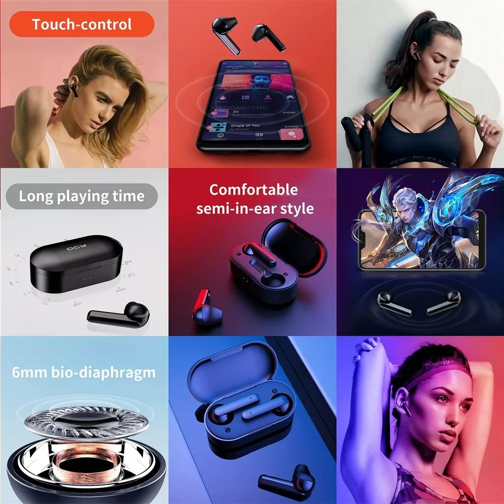 Xiaomi T3 TWS отпечатков пальцев сенсорные беспроводные наушники Bluetooth V5.0 3D стерео наушники с двойным микрофоном и шумоподавлением