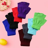 winter warm knitted half finger gloves unisex women mens solid black gray fingerless stretchy elastic mittens gloves gloves