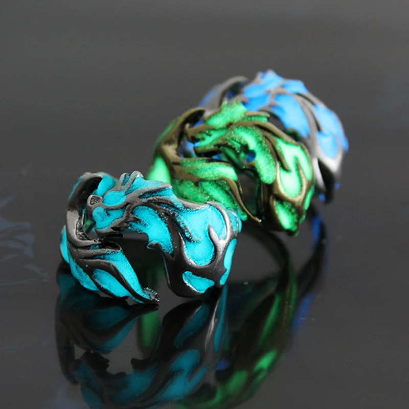 Светящиеся драконы кольцо для мужчин фосфоресцирующий ночной Светильник