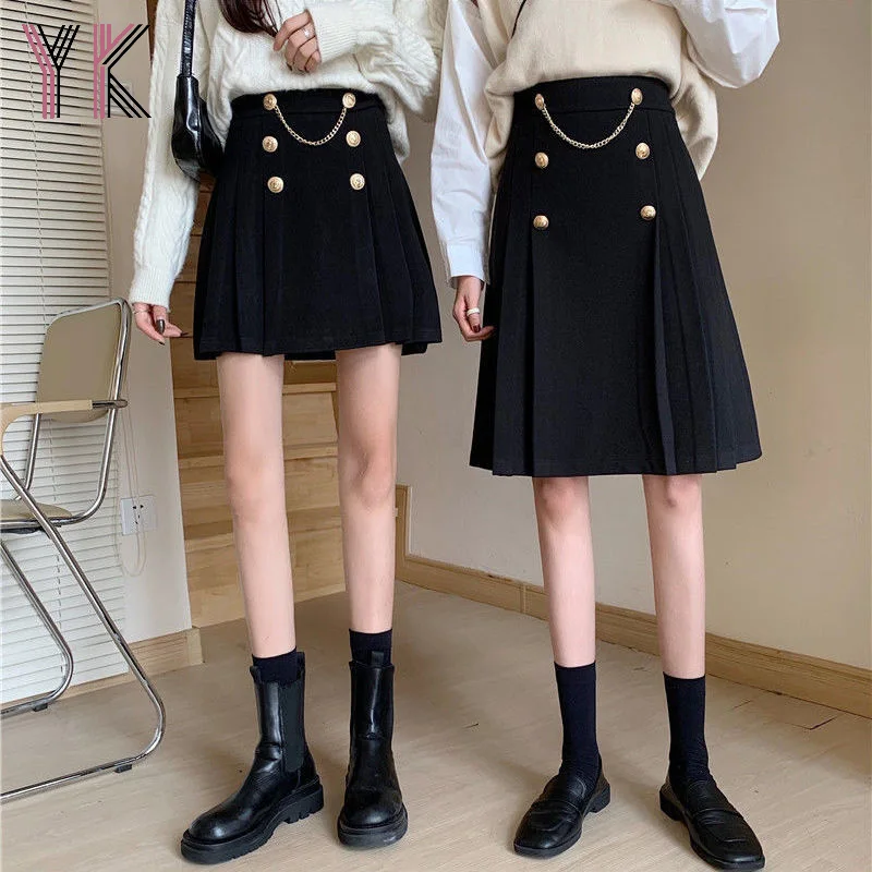 

Women's Skirts Autumn Winter Long Skirts for Women's Clothes High Waist Mini Black Skirts Streetwear Chain Female Casual Skirts