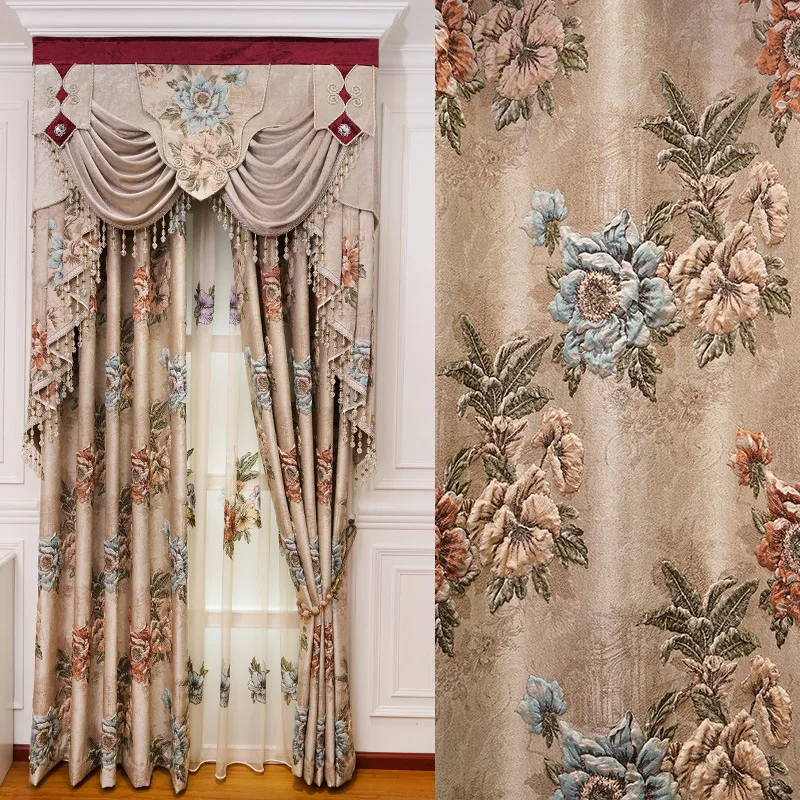 

Elegant 4 D Jacquard Curtains For Living Room Window Bedroom Window Curtain Luxury Elegant Drapes Curtains For Kitchen/Hotel