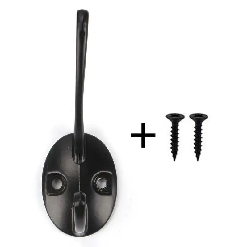 

1Pc Wall-mounted Clothes Hook Hook Heavy Duty Double-hung Aluminum 2 Hook Clothes Hook Hook with Hat Screws Simple Alloy S5Y4
