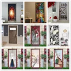 Самоклеящийся водонепроницаемый плакат Magic наклейки в форме пламени на двери, из ПВХ, для самостоятельной сборки, для украшения дома, художественные настенные наклейки