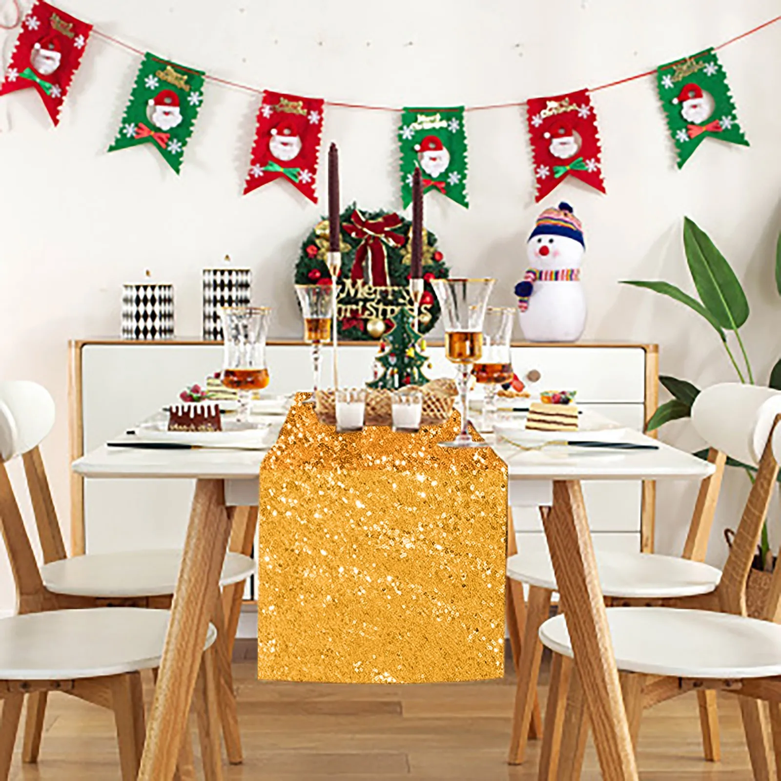 Модная блестящая скатерть из розового золота с блестками длинная для свадебной