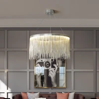 postmodern style living room chain led chandelier indoor lighting tassel round pendant lights for home decor bedroom lighting