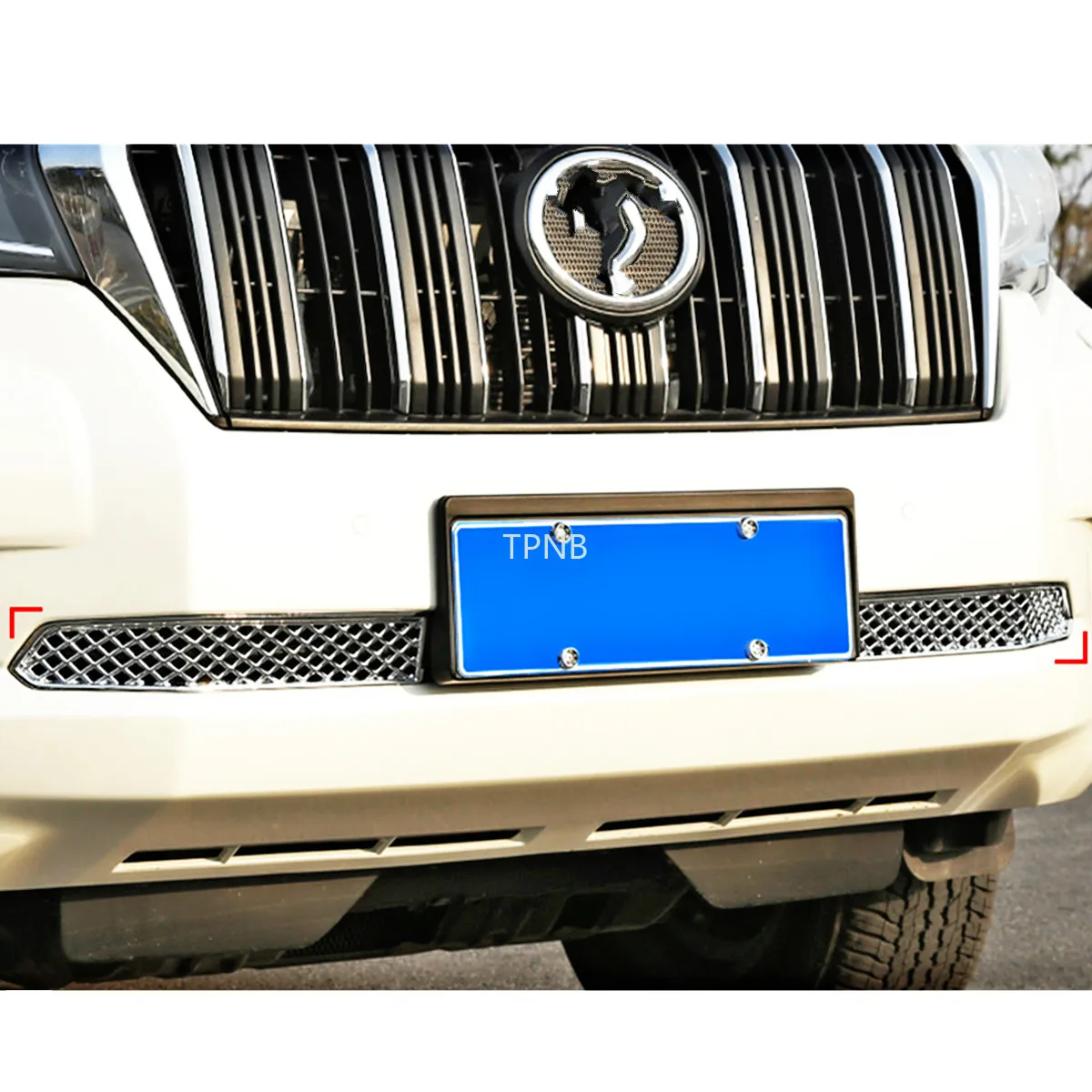 

Front Bumper Under Insect Net Decorative Cover for Toyota Land Cruiser Prado 150 FJ150 2018 Bright Silver Trim Accessories