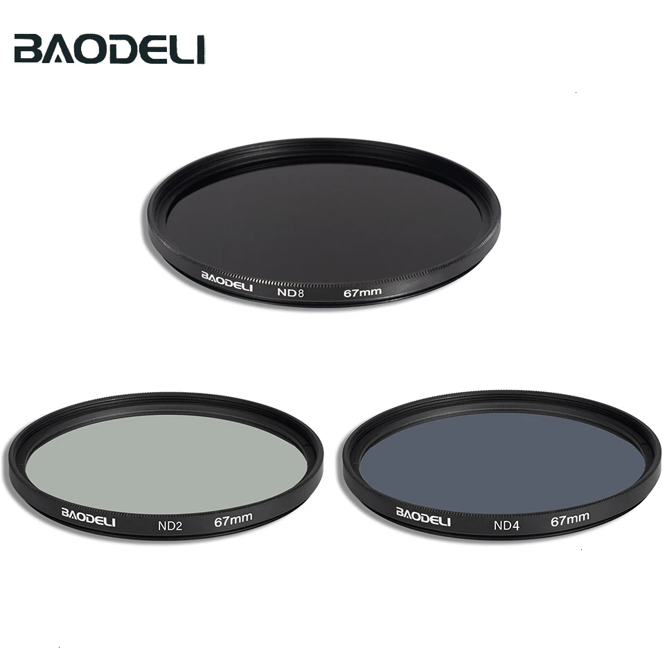 Фильтр BAODELI Nd 2 4 8 49 52 55 58 62 67 72 77 82 мм для Canon m50 90d 250d Nikon d3500 coolpix p900 p1000 Sony