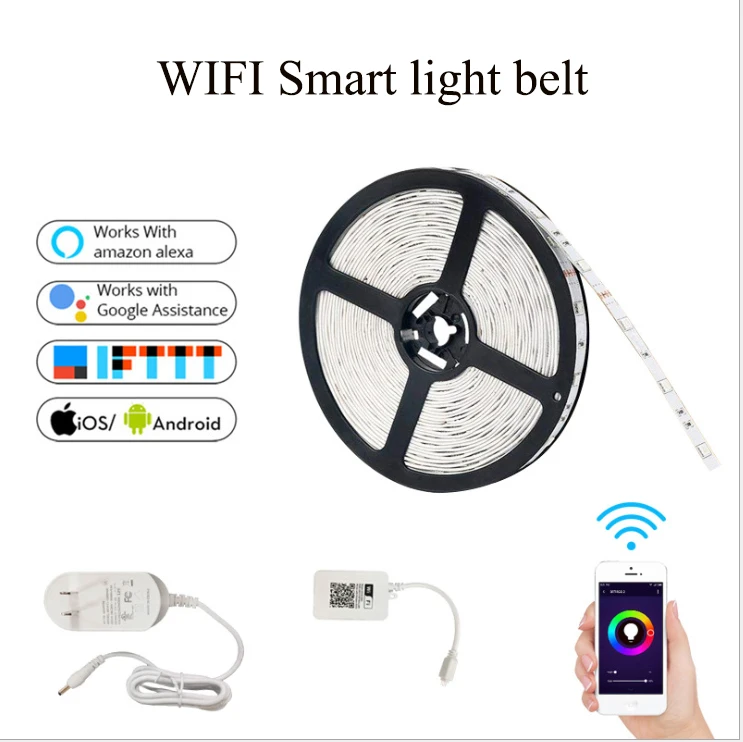 

Умный дом 5050-60 Светодиодная лента RGB SMD гибкая лента fita WiFi Пульт дистанционного управления адаптер 5 м приложение DC 12 В