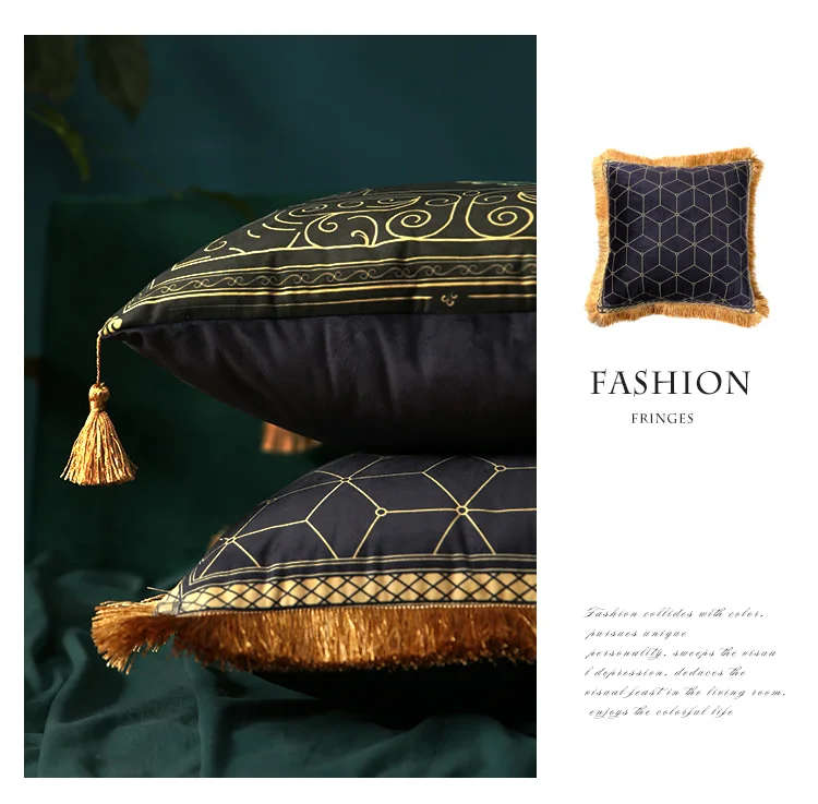 

Fashion American Geometric Velvet Tassel Cushion Cover Pillow Cover Pillow Case Home Decorative Sofa Throw Pillows Living Room