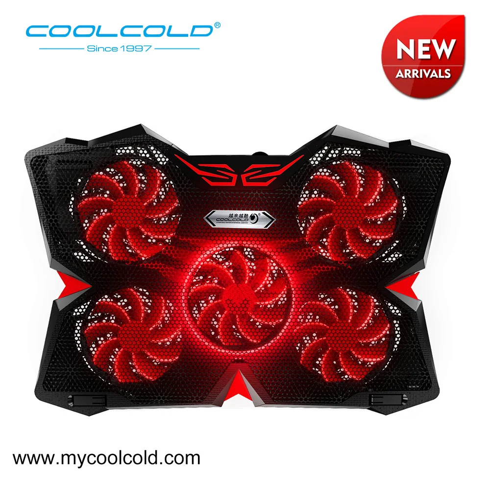 coolcold gaming laptop cooler cooling pad with 5 led fans for 12 17 laptop free global shipping