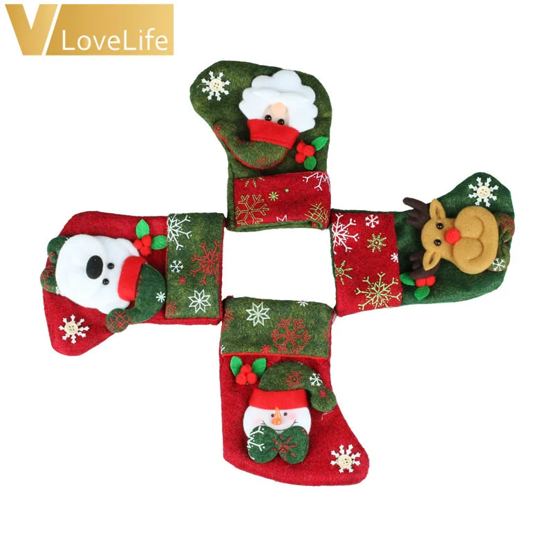 4 шт./лот рождественские чулки носки 2020 новый год Санта Клаус Подарочный пакет