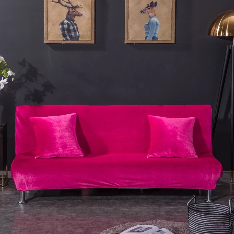 Rose Red Сплошной цвет, без рукавов, чехол для дивана, стрейч, для дивана, кровати, чехол, протектор, эластичный спандекс, современный, складной, для дивана, щит, футон, чехол - Цвет: Rose Red
