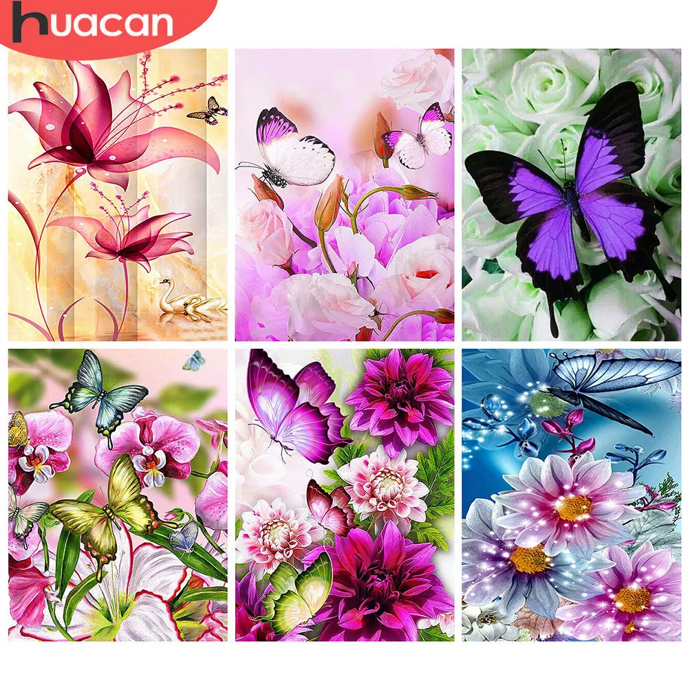 

HUACAN 5d Diamond Painting Flower Mosaic Butterfly DIY Diamond Embroidery Cross Stitch Animal Home Decor Handmade Gift