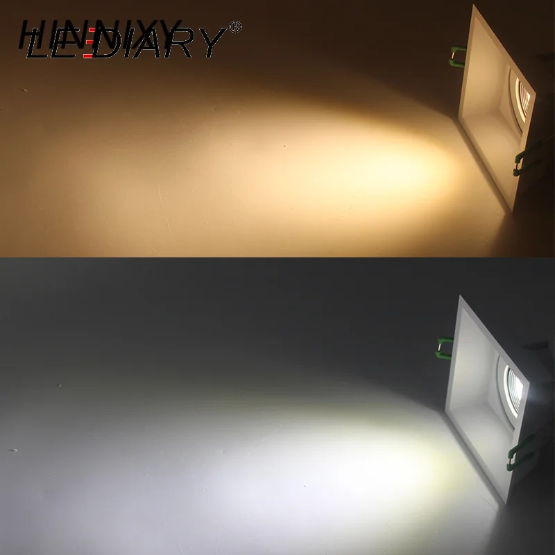 Hinnixy Square Double Rings Anti-glare Fitting Downlights MR16 GU10 85-265V 90mm Cut Hole Deep Concave Recessed Home Lighting | Лампы и