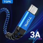 Зарядный кабель TOPK, 3А, 0.1512 м, Type-CMicro USB, цвета на выбор